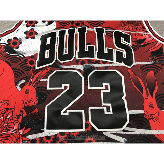 Camiseta Chicago Bulls Michael Jordan #23 Mitchell & Ness Lunar New Year Rojo